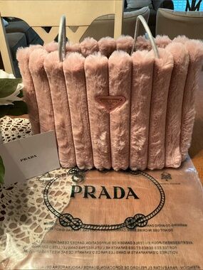 PRADA  Blush Pink  Faux-Fur Tote Bag